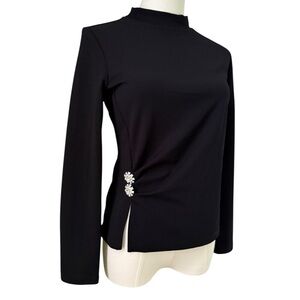 Elegant Black Women's Top with Embellishments